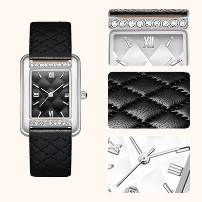 Reloj rectangular de mujer con diamantes de imitación resistentes al agua