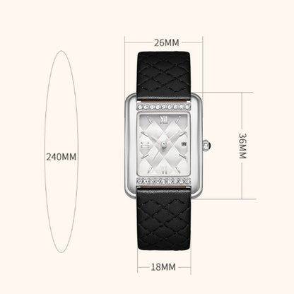 Reloj rectangular de mujer con diamantes de imitación resistentes al agua