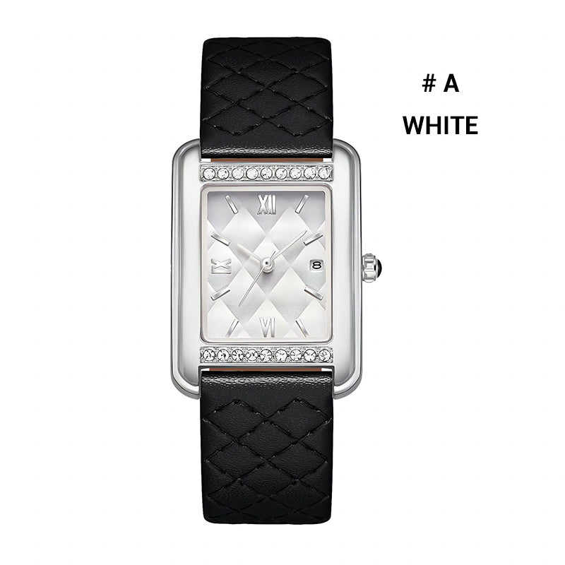Reloj rectangular de mujer con diamantes de imitación resistentes al agua