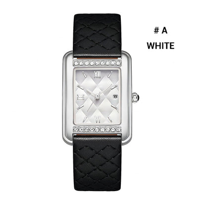Reloj rectangular de mujer con diamantes de imitación resistentes al agua