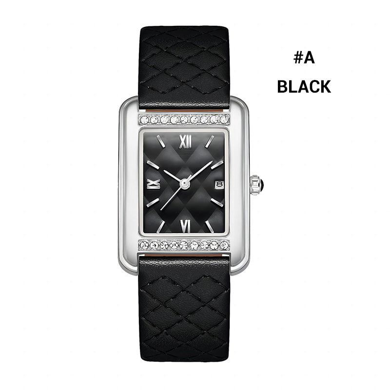 Reloj rectangular de mujer con diamantes de imitación resistentes al agua