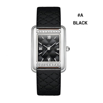 Reloj rectangular de mujer con diamantes de imitación resistentes al agua