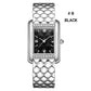 Reloj rectangular de mujer con diamantes de imitación resistentes al agua