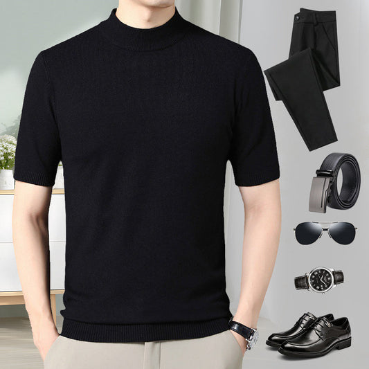 Camisetas de Manga Corta con Cuello Redondo Sólido para Hombre