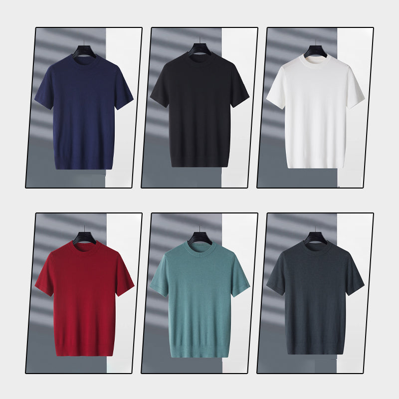 Camisetas de Manga Corta con Cuello Redondo Sólido para Hombre