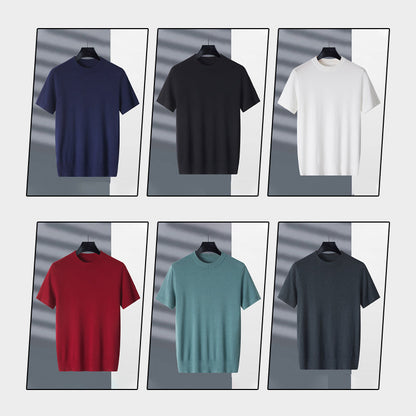 Camisetas de Manga Corta con Cuello Redondo Sólido para Hombre