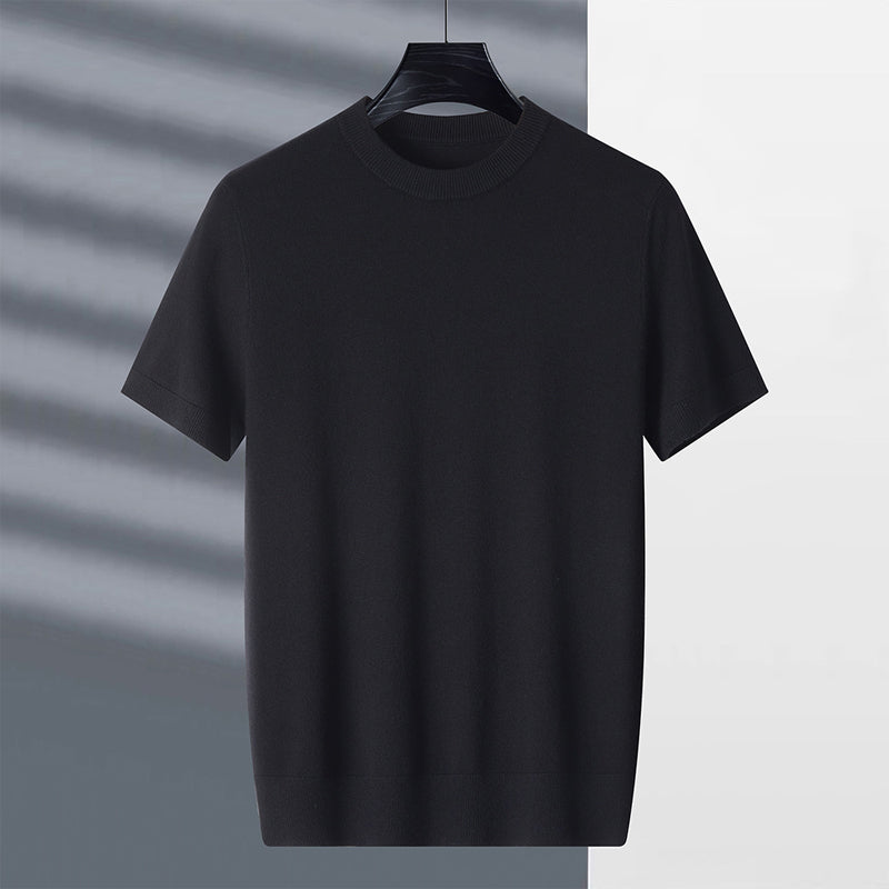 Camisetas de Manga Corta con Cuello Redondo Sólido para Hombre