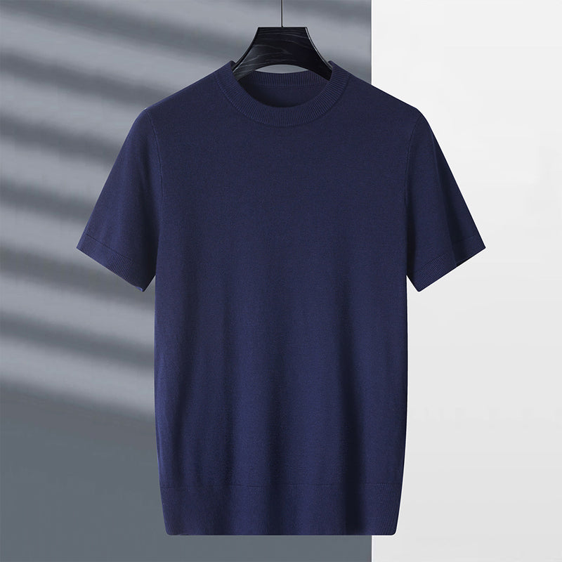 Camisetas de Manga Corta con Cuello Redondo Sólido para Hombre