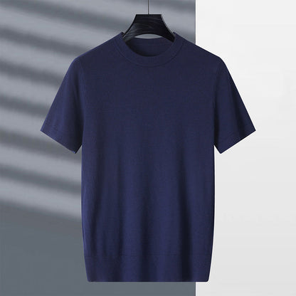 Camisetas de Manga Corta con Cuello Redondo Sólido para Hombre