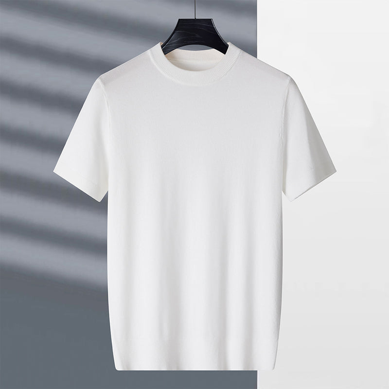 Camisetas de Manga Corta con Cuello Redondo Sólido para Hombre