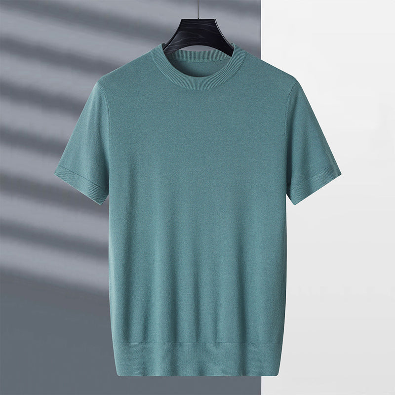 Camisetas de Manga Corta con Cuello Redondo Sólido para Hombre