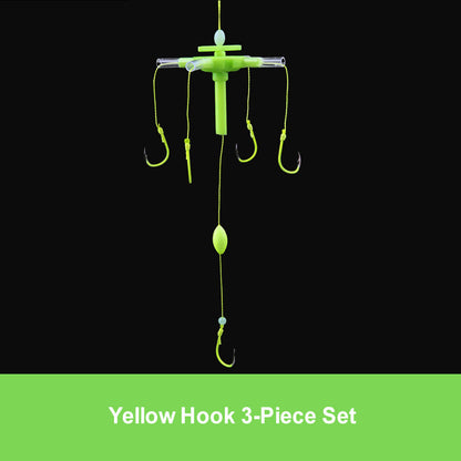 Conjunto de Flotador luminoso de Pesca para Exterior con 5 Anzuelos con Arpón
