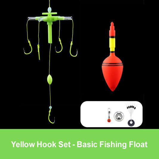 Conjunto de Flotador luminoso de Pesca para Exterior con 5 Anzuelos con Arpón