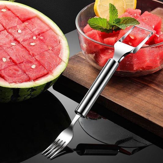 Tenedor Cortador de Frutas 2 en 1 de Acero Inoxidable