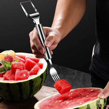 Tenedor Cortador de Frutas 2 en 1 de Acero Inoxidable
