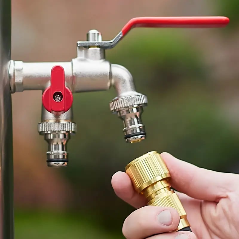 🔥Grifo universal de agua de jardín de doble salida de acero inoxidable