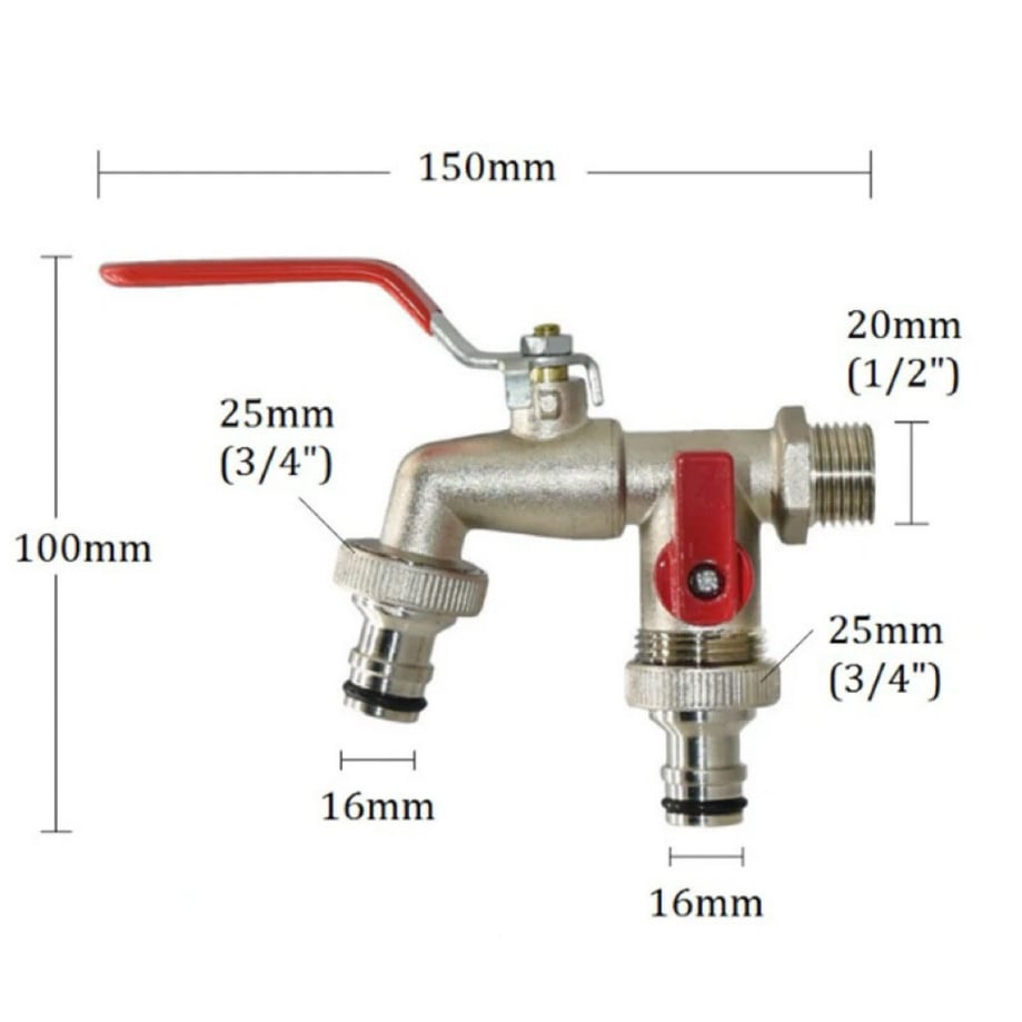🔥Grifo universal de agua de jardín de doble salida de acero inoxidable