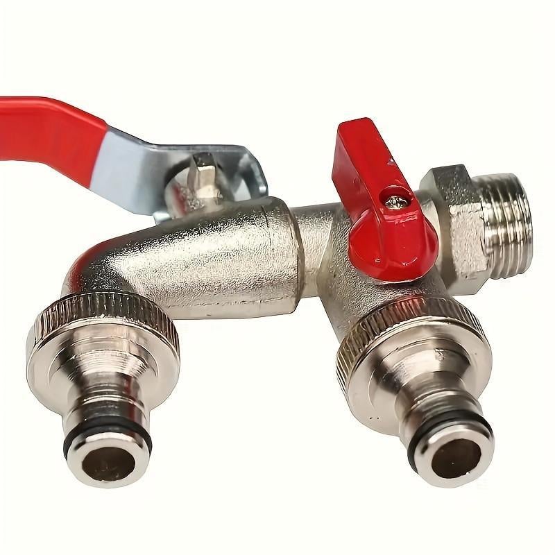 🔥Grifo universal de agua de jardín de doble salida de acero inoxidable