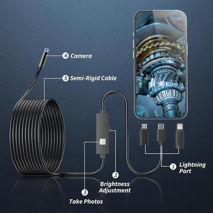 Cámara Endoscópica HD Resistente al Agua para Android y iPhone