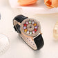 Reloj de Mujer con Esfera Giratoria y Diamantes Simulados de Colores