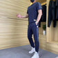Men's Casual Sports Short Sleeve Long Pants Two-Piece Set