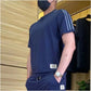 Men's Casual Sports Short Sleeve Long Pants Two-Piece Set