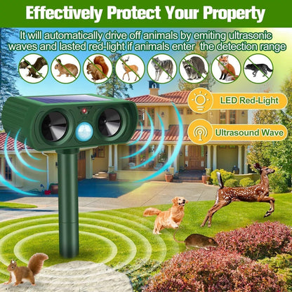 Repelente Solar Ultrasónico para Animales | Ahuyentador de Plagas para Jardín