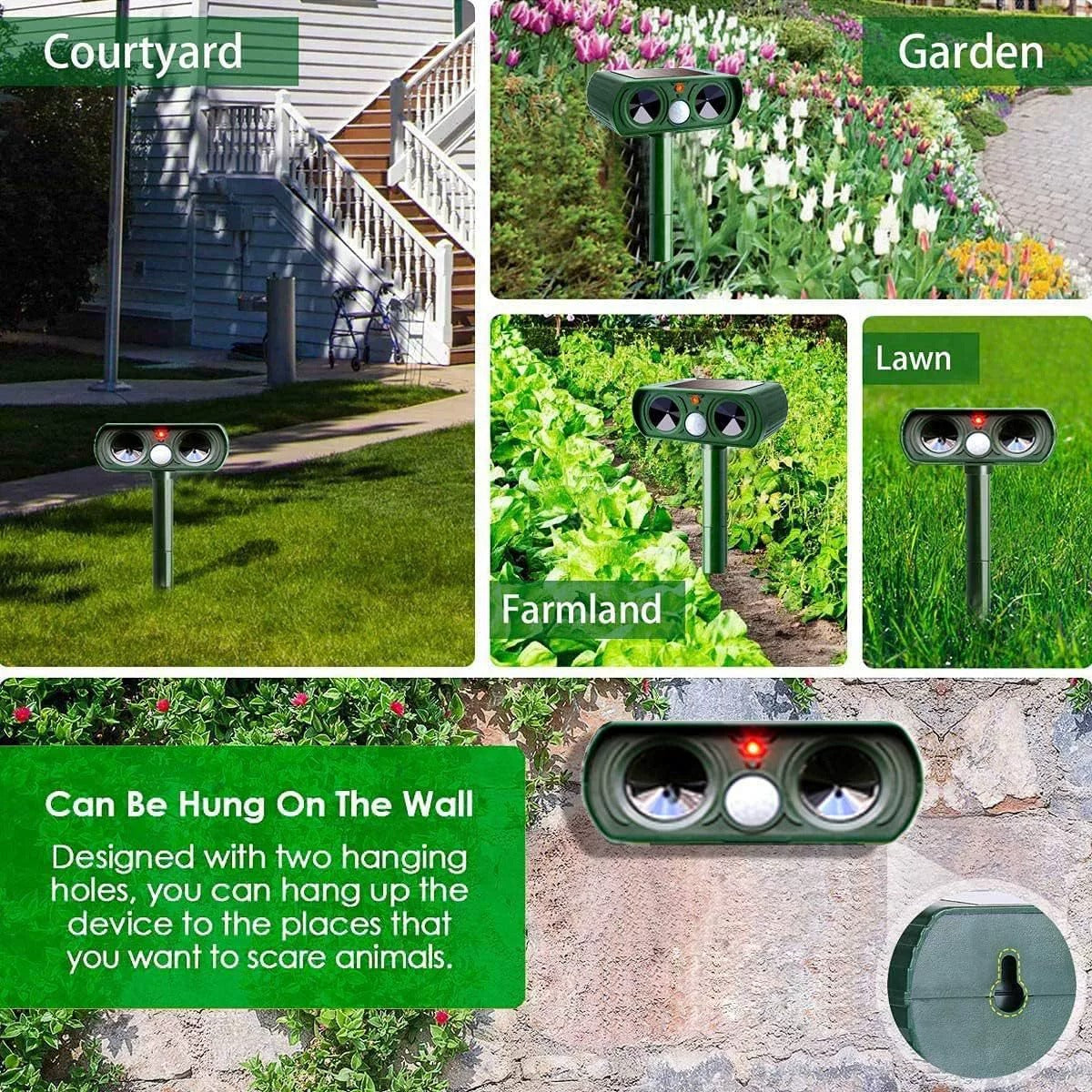 Repelente Solar Ultrasónico para Animales | Ahuyentador de Plagas para Jardín
