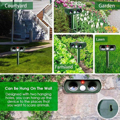 Repelente Solar Ultrasónico para Animales | Ahuyentador de Plagas para Jardín