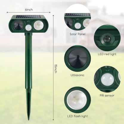 Repelente Solar Ultrasónico para Animales | Ahuyentador de Plagas para Jardín