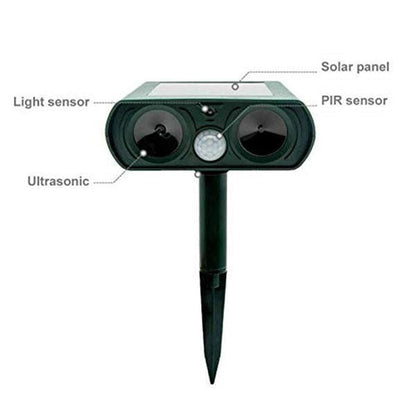 Repelente Solar Ultrasónico para Animales | Ahuyentador de Plagas para Jardín