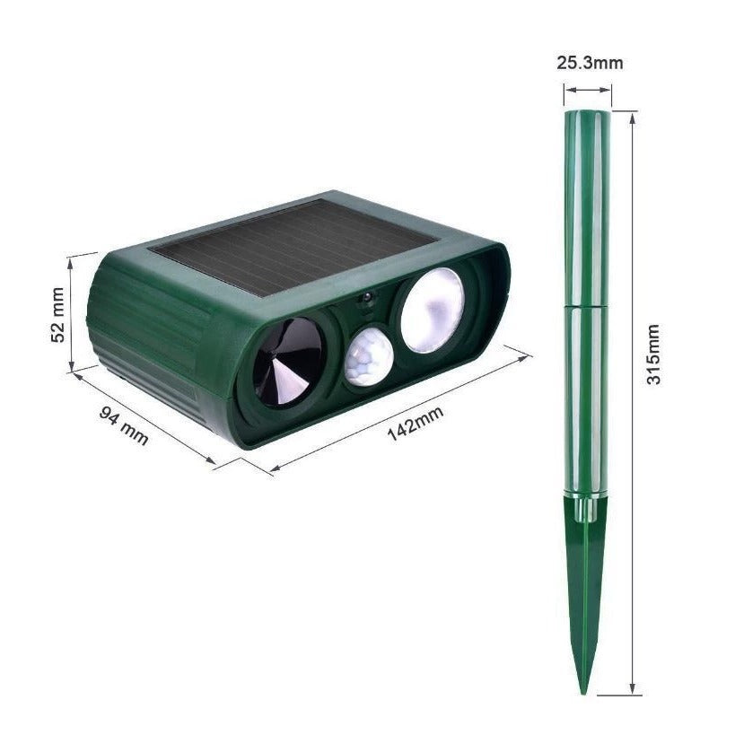 Repelente Solar Ultrasónico para Animales | Ahuyentador de Plagas para Jardín