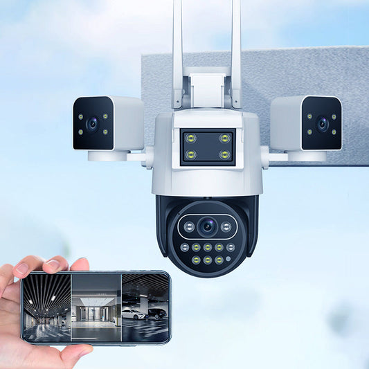 Cámara de seguridad WiFi de 3 lentes y 360° para exteriores