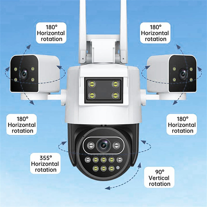 Cámara de seguridad WiFi de 3 lentes y 360° para exteriores