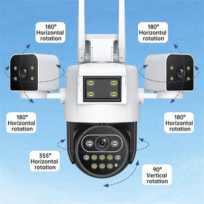 Cámara de seguridad WiFi de 3 lentes y 360° para exteriores