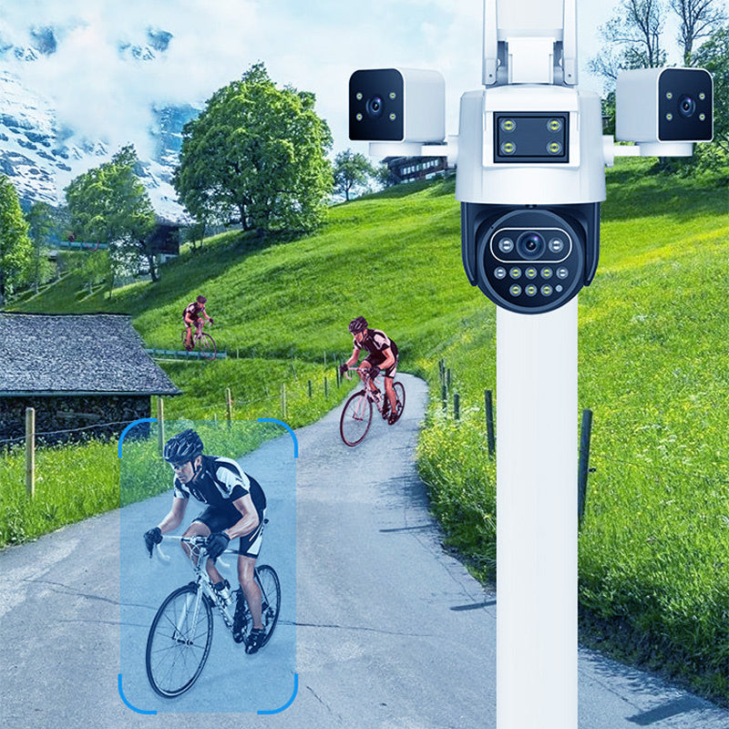 Cámara de seguridad WiFi de 3 lentes y 360° para exteriores