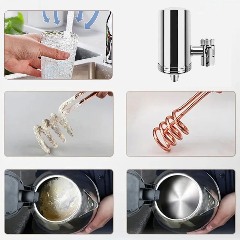 Purificador de agua para grifos domésticos de acero inoxidable sin instalació