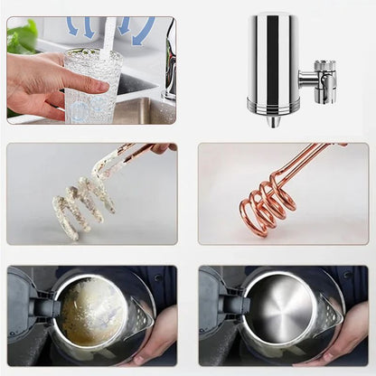 Purificador de agua para grifos domésticos de acero inoxidable sin instalació