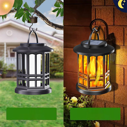 Farol Solar Exterior con Llama Parpadeante Mejorada, Luz Impermeable para Jardín