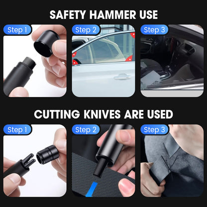 Martillo de seguridad multifuncional de doble cabeza para coches
