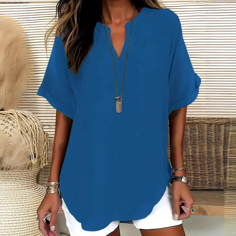 🌸Rebajas de primavera 50% de descuento👕Top de manga corta holgado de color liso a la moda