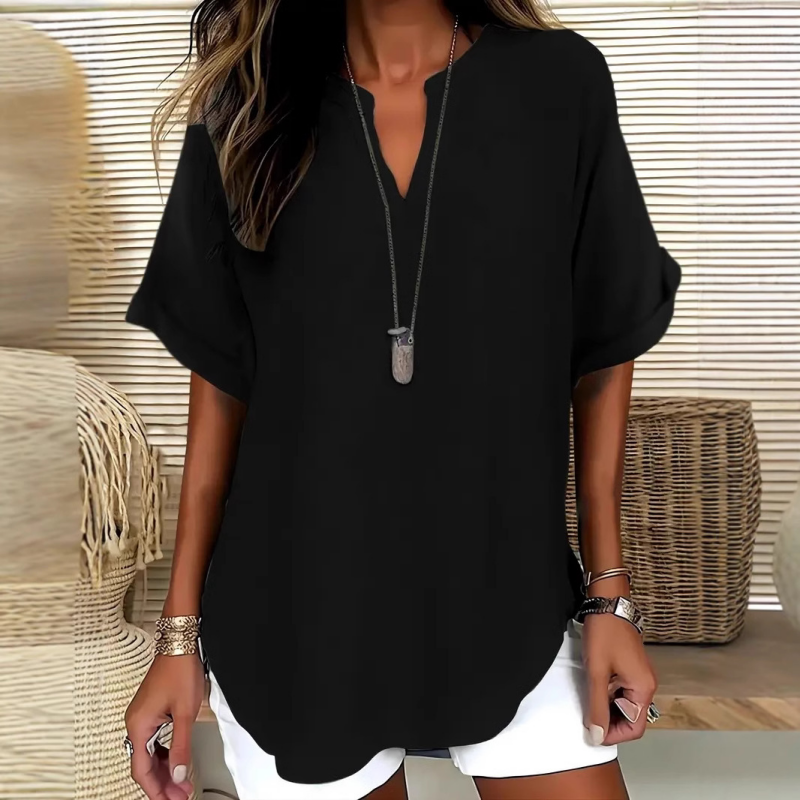 🌸Rebajas de primavera 50% de descuento👕Top de manga corta holgado de color liso a la moda