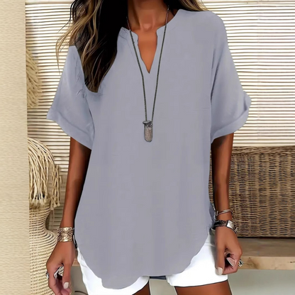 🌸Rebajas de primavera 50% de descuento👕Top de manga corta holgado de color liso a la moda