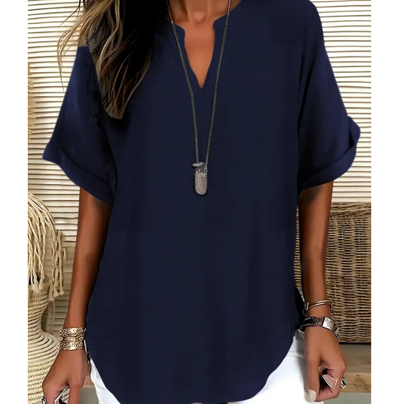 🌸Rebajas de primavera 50% de descuento👕Top de manga corta holgado de color liso a la moda