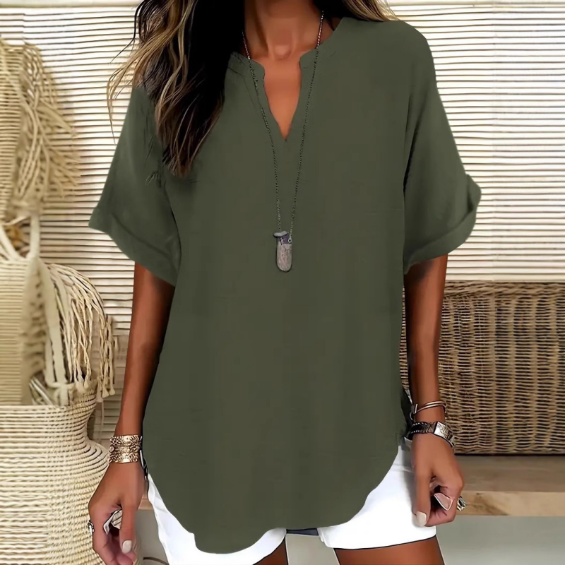 🌸Rebajas de primavera 50% de descuento👕Top de manga corta holgado de color liso a la moda