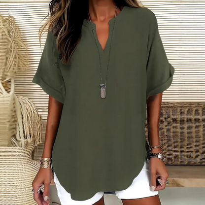 🌸Rebajas de primavera 50% de descuento👕Top de manga corta holgado de color liso a la moda