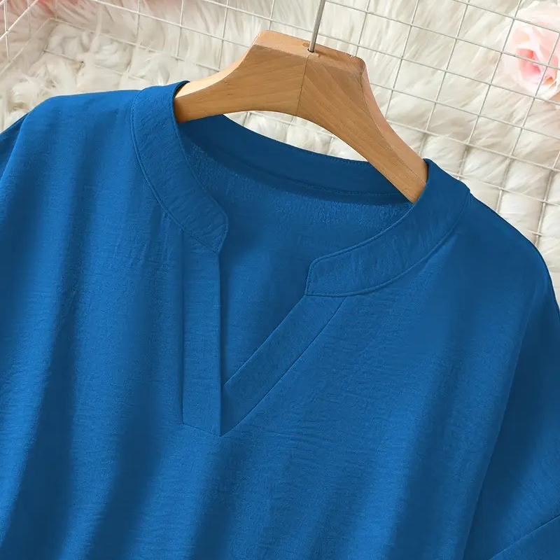 🌸Rebajas de primavera 50% de descuento👕Top de manga corta holgado de color liso a la moda