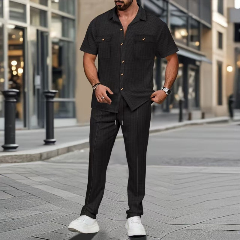 Conjunto informal de dos piezas para hombre en color liso