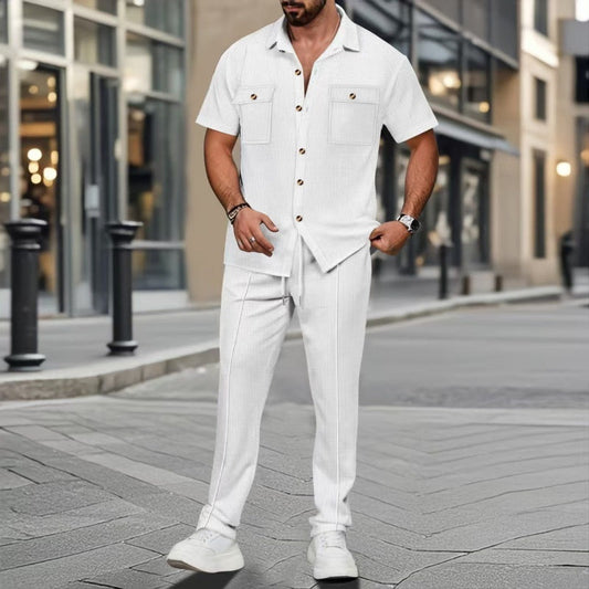 Conjunto informal de dos piezas para hombre en color liso