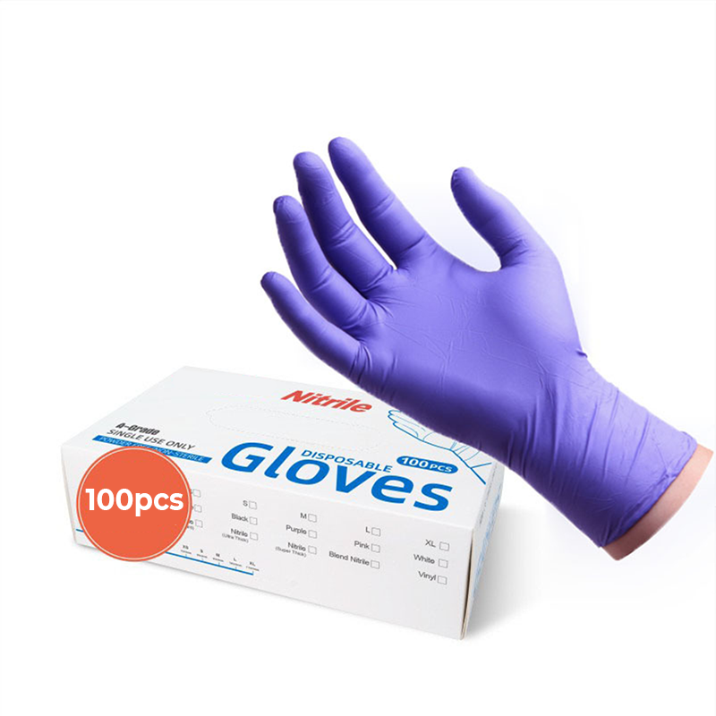 100 guantes desechables de nitrilo aptos para uso alimentario